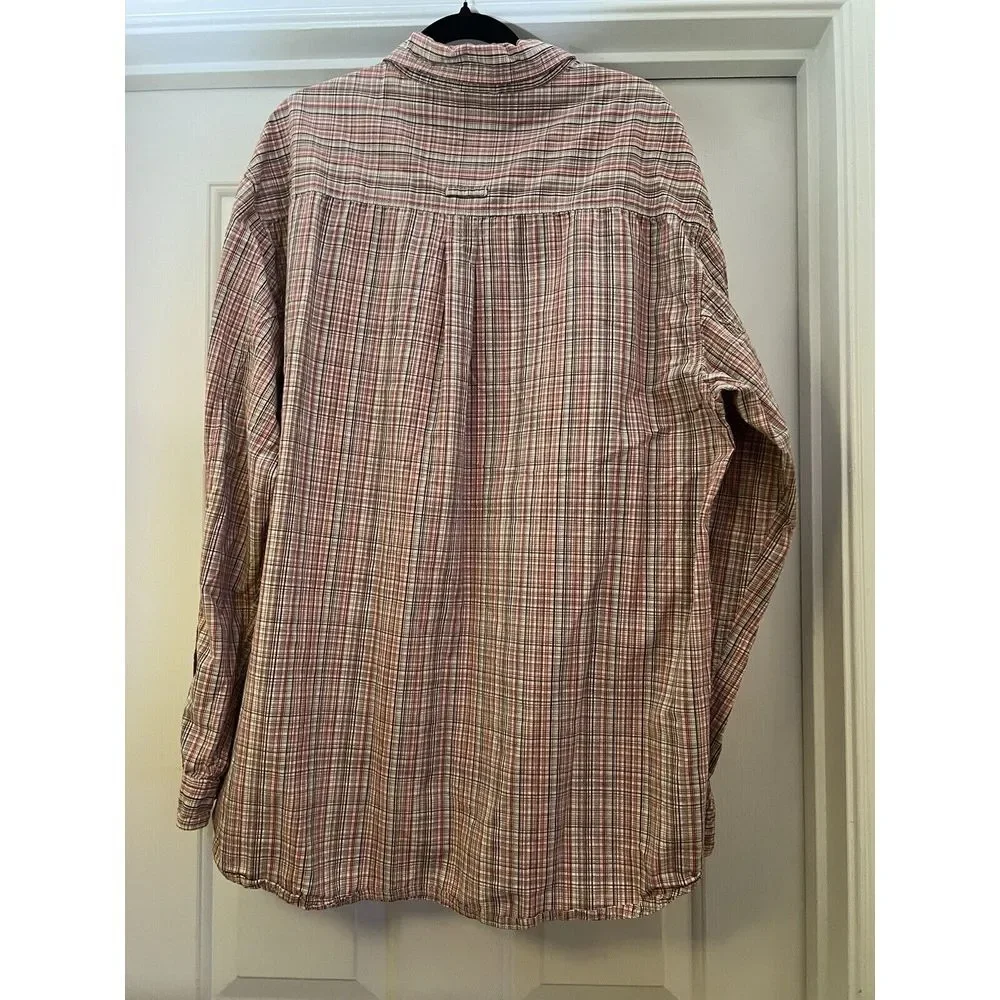 The North Face‎ Long Sleeve Button Lightweight Shirt Mens XL Red Beige Plaid